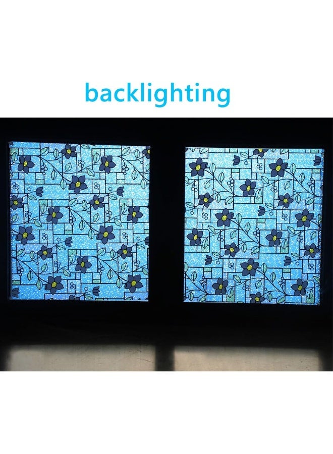 DUOFIRE Stained Glass Window Film Color Flower Pattern Privacy Window Film Decorative Glass Film No Glue AntiUV Window Sticker Non Adhesive for Bedroom Living Room 354in x 787in DP0031 - Image 5