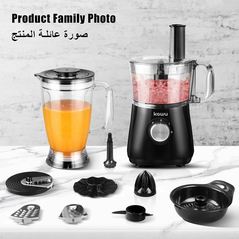  كاو محضر الطعام كاوو | جهاز مطبخ متعدد الوظائف (8 في 1) بقوة 500 واط | 8 أدوات إضافية | محضر لحوم، عصارة، وخلاط عجين | وعاء سعة 1.2 لتر وخلاط سعة 1.8 لتر | ضمان لمدة سنتين | لون أسود مدمج - Image 2