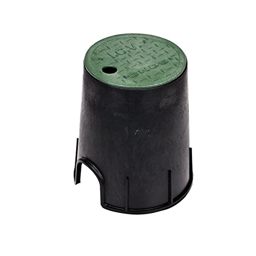 NDS 107BC 6 in. Valve Box and Cover, 9 in. Height, ICV Lettering, Black Box, Green Overlapping Cover, Black/Green - Image 1