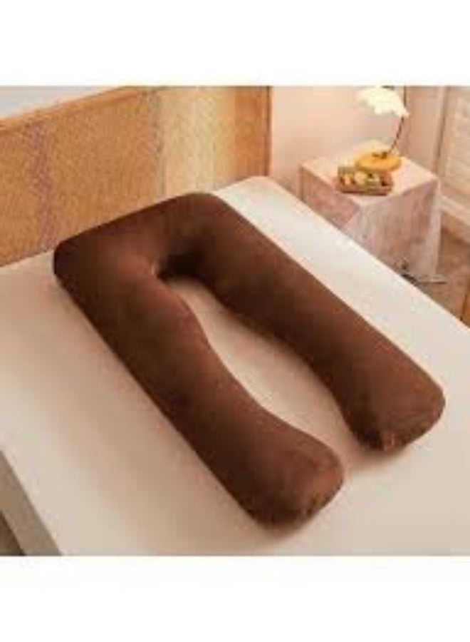 Pregnancy Pillows for Sleeping, U Shaped Full Body Removable Velvet Cover - Support for Back, Legs, Belly, HIPS for Pregnant Women, brown - Image 4