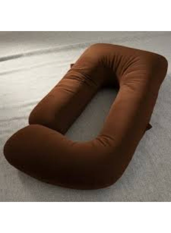 Pregnancy Pillows for Sleeping, U Shaped Full Body Removable Velvet Cover - Support for Back, Legs, Belly, HIPS for Pregnant Women, brown - Image 2