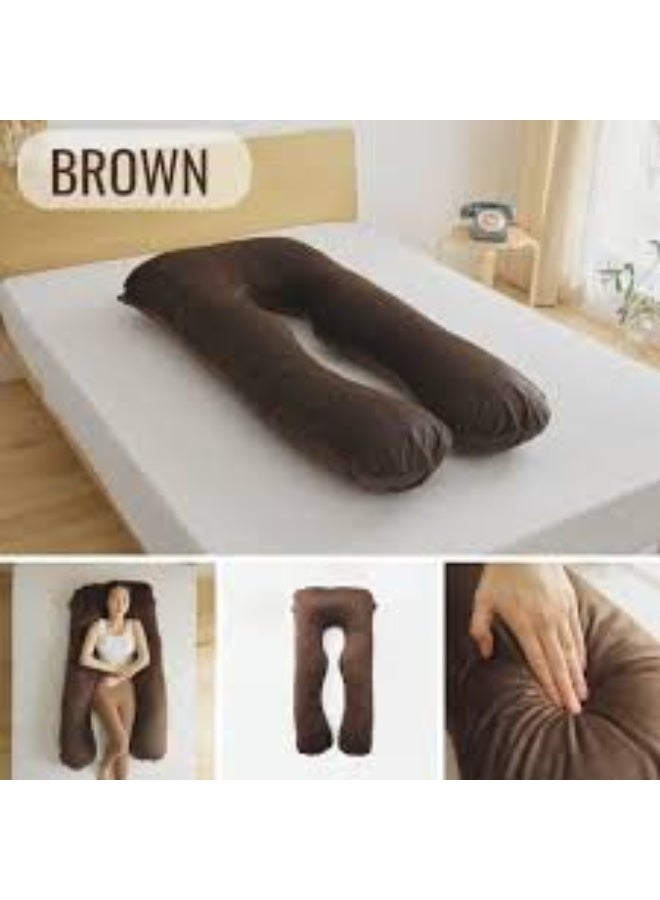 Pregnancy Pillows for Sleeping, U Shaped Full Body Removable Velvet Cover - Support for Back, Legs, Belly, HIPS for Pregnant Women, brown - Image 3