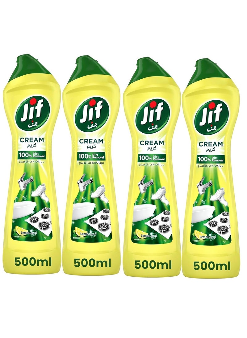 Jif Cream Cleaner, with micro crystal technology and lemon, 500 ml Pack of 4 for Multipurpose - Image 3
