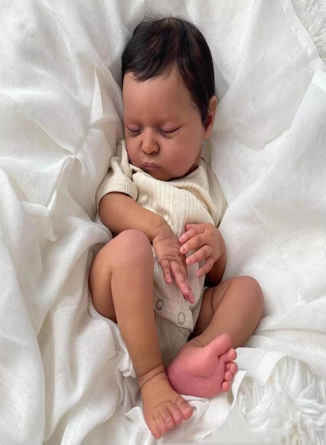 GYCV Lifelike Reborn Baby Dolls Black - 19 Inch Realistic Newborn Doll Dark Skin Weighed Soft Body African American Baby Boy Doll with Hair Real Reborn Baby Toys Birthday Gift for Kids 3+ - Image 2