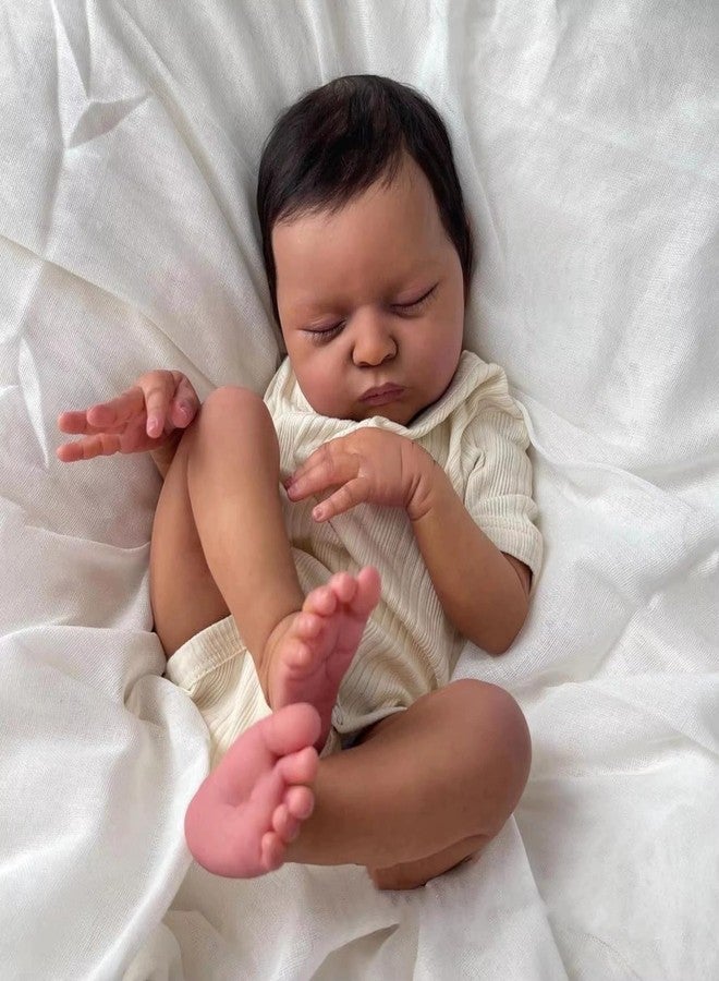 GYCV Lifelike Reborn Baby Dolls Black - 19 Inch Realistic Newborn Doll Dark Skin Weighed Soft Body African American Baby Boy Doll with Hair Real Reborn Baby Toys Birthday Gift for Kids 3+ - Image 3