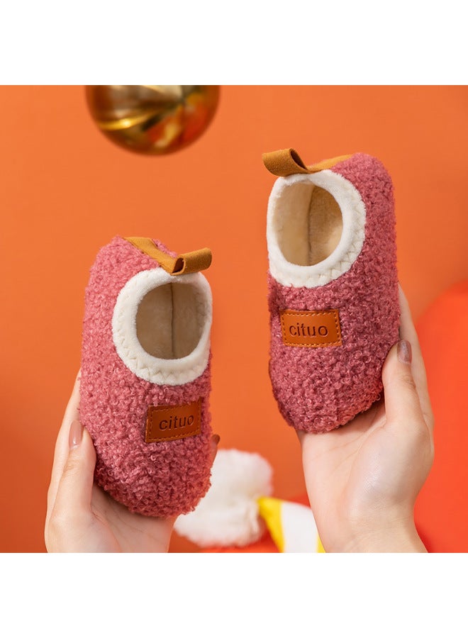 New Children's Cotton Shoes Teddy Velvet Closed Heel Baby Winter Non-slip Soft Sole Kids Floor Socks Shoes Can Be Worn Outside