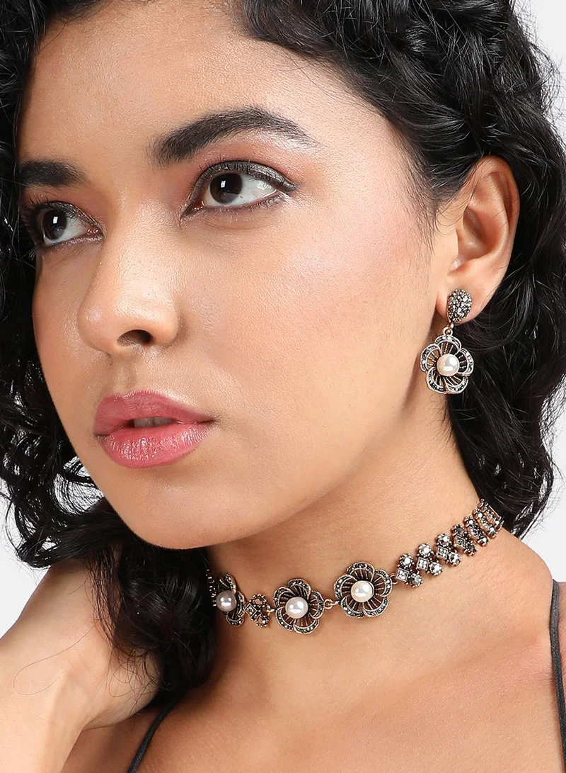 SOHI Pearl Flora Artificial Jewellery Set