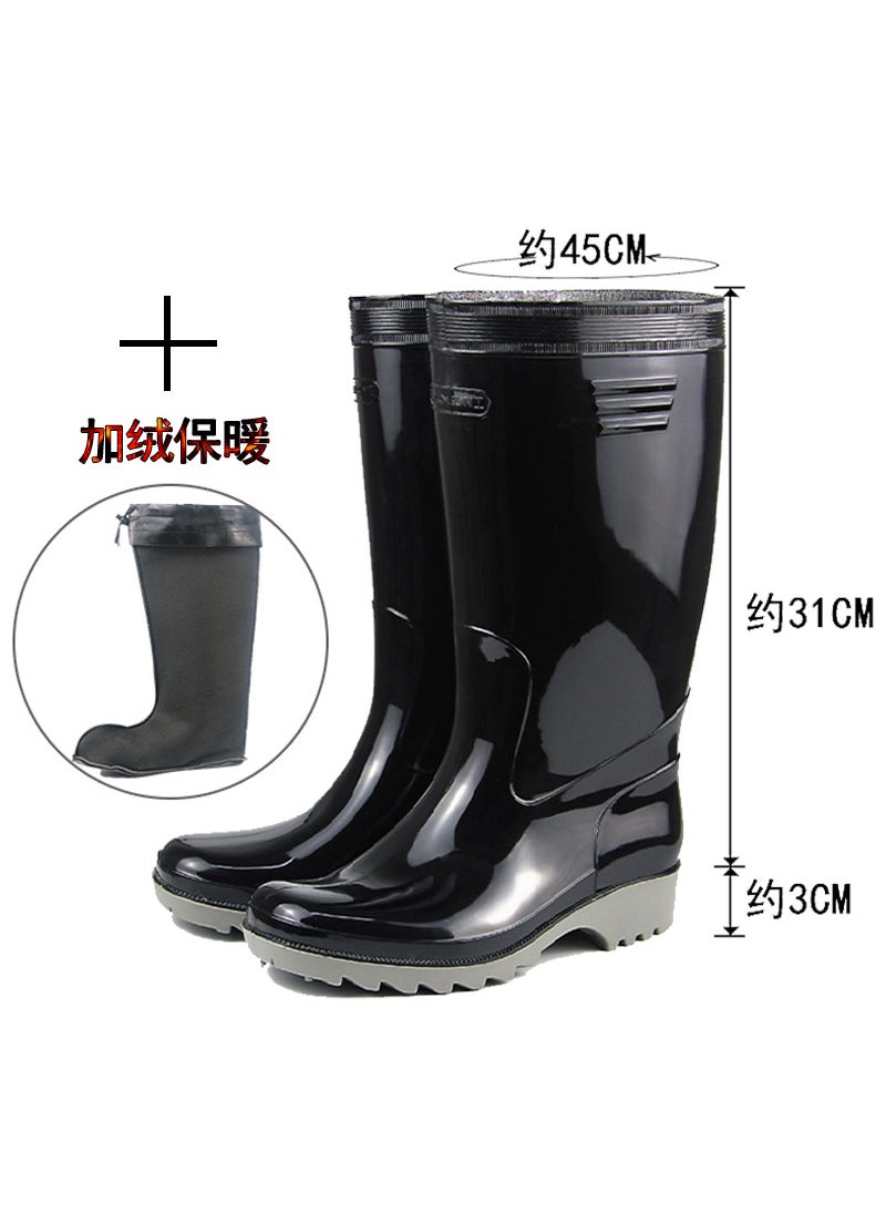 Generic Golden Oak High-Cut Rain Boots Non-Slip Industrial Black with cotton 