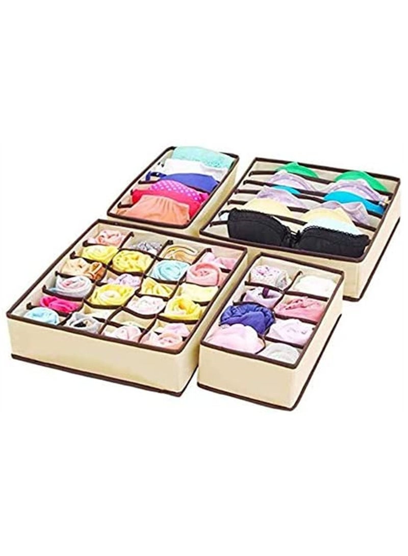 BLOOMING TIME 4-Piece Simplized Closet Underwear Organizers Set Beige 13.5inch - Image 2