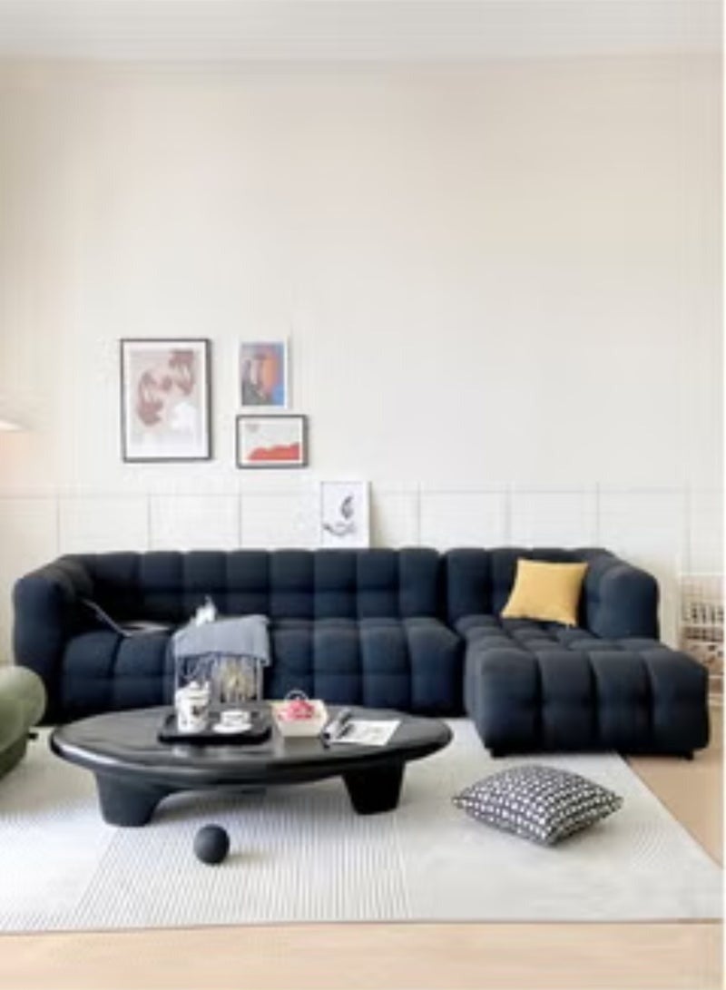 Al Zakharef Furniture Milbrey Fleece Fabric Overstuffed Multifunction Cloud L-shaped Sofa Chair set for Livingroom Office - Black - Image 2