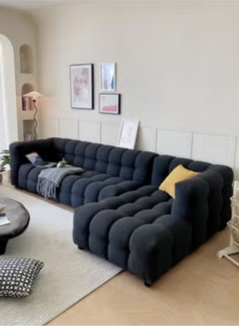 Al Zakharef Furniture Milbrey Fleece Fabric Overstuffed Multifunction Cloud L-shaped Sofa Chair set for Livingroom Office - Black - Image 3