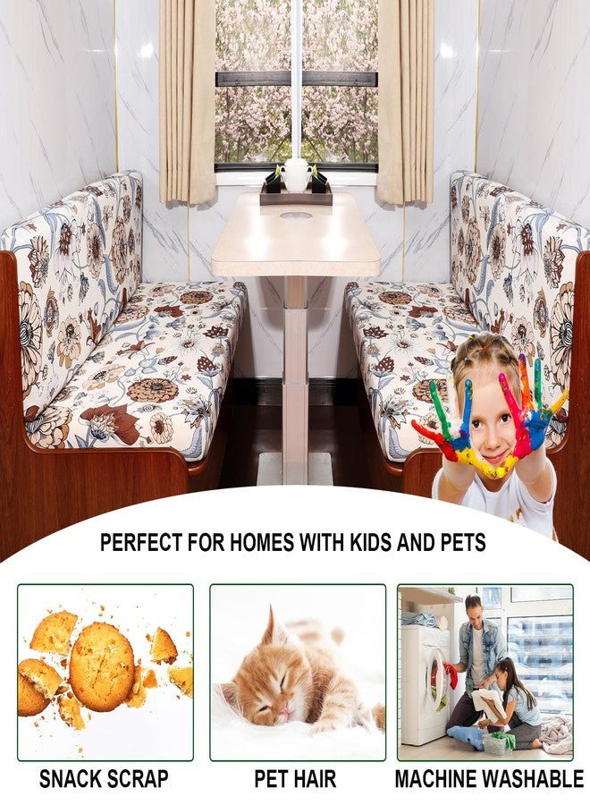 CRFATOP 2 Sets RV Dinette Cushion Covers Printed Camper Cushion Slipcover Stretch 2 Seat Sofa Chair Cover Furniture Protector for RV Camper Car Bench 2 Backrest Covers & 2 Bench Covers,08 - Image 3