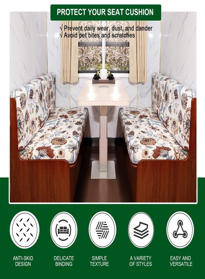 CRFATOP 2 Sets RV Dinette Cushion Covers Printed Camper Cushion Slipcover Stretch 2 Seat Sofa Chair Cover Furniture Protector for RV Camper Car Bench 2 Backrest Covers & 2 Bench Covers,08 - Image 5