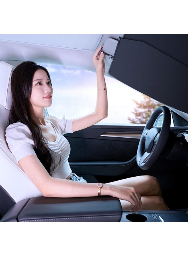 Automatic Retractable Car Sunshade – UV & Heat Protection, Foldable Windshield Sun Shade for All Car Types - Image 4