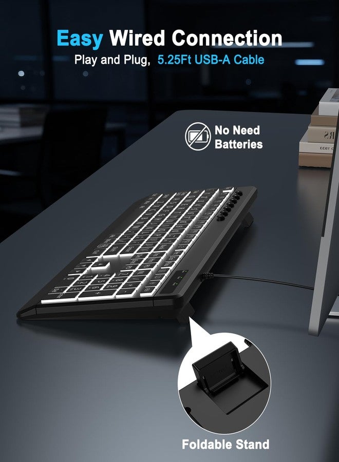EDJO Large Print Backlit Wired Keyboard, Light Up USB Keyboard with 7-Colors Backlight, Oversize Letters Keys Full Size Computer Keyboard Compatible for Windows, Laptop, PC - Image 5
