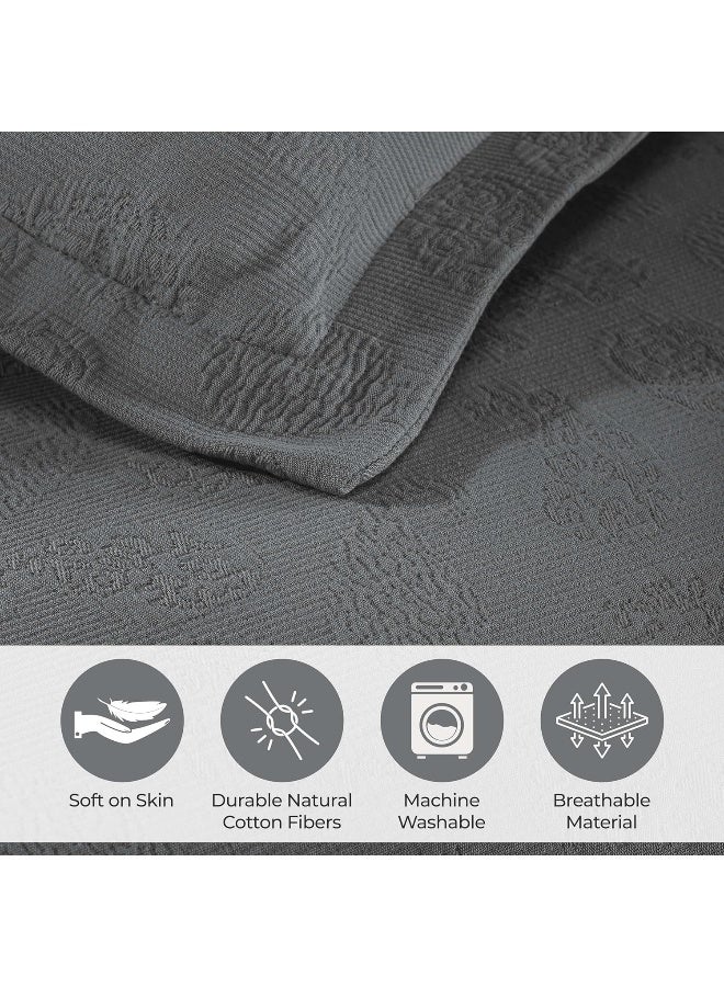 Superior Superior Bedspread Jacquard Matelasse Paisley Cotton King Grey 3 Pieces  - Image 3