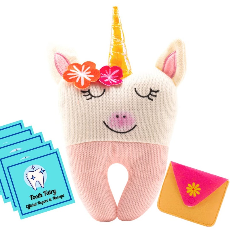 Bambini & ME Tooth Fairy Pillow  Our Tooth Fairy Pillows are for Girls and Boys  This Tooth Fairy Kit includes 5 Notecards and a Keepsake Pouch  Super Cute Unicorn Tooth Fairy Gifts for Girls and Boys