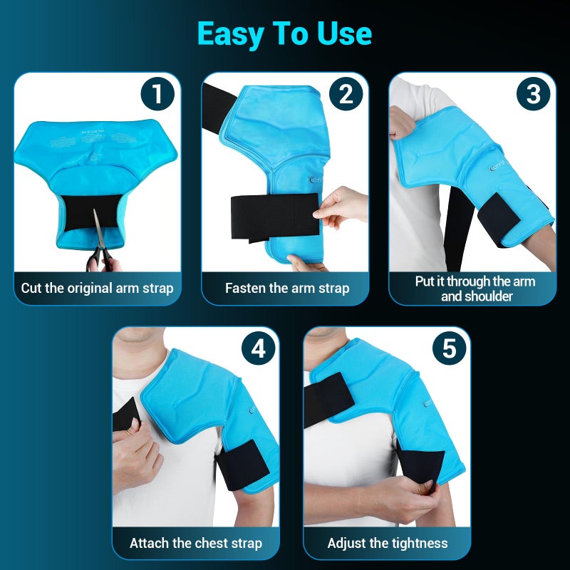 Comfytemp Shoulder Ice Pack Wrap for Injuries Reusable Gel, Physical Rotator Cuff Cold Therapy Arm Shoulder Sleeve for Pain Relief, Fracture, Arthritis, Surgery, Recovery (S/M) - Image 4