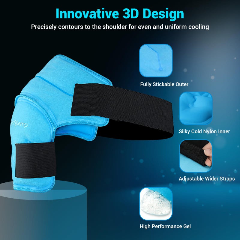 Comfytemp Shoulder Ice Pack Wrap for Injuries Reusable Gel, Physical Rotator Cuff Cold Therapy Arm Shoulder Sleeve for Pain Relief, Fracture, Arthritis, Surgery, Recovery (S/M) - Image 2