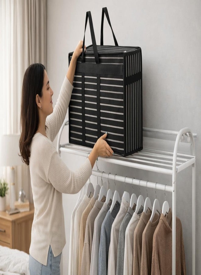MOZU BAZAAR Multipurpose Extra Large Big Heavy Duty Storage Organizer Reusable Canvas Shopper Bag with Strong Handles and Base with Covers Zip (Pack Of 3) - Image 5