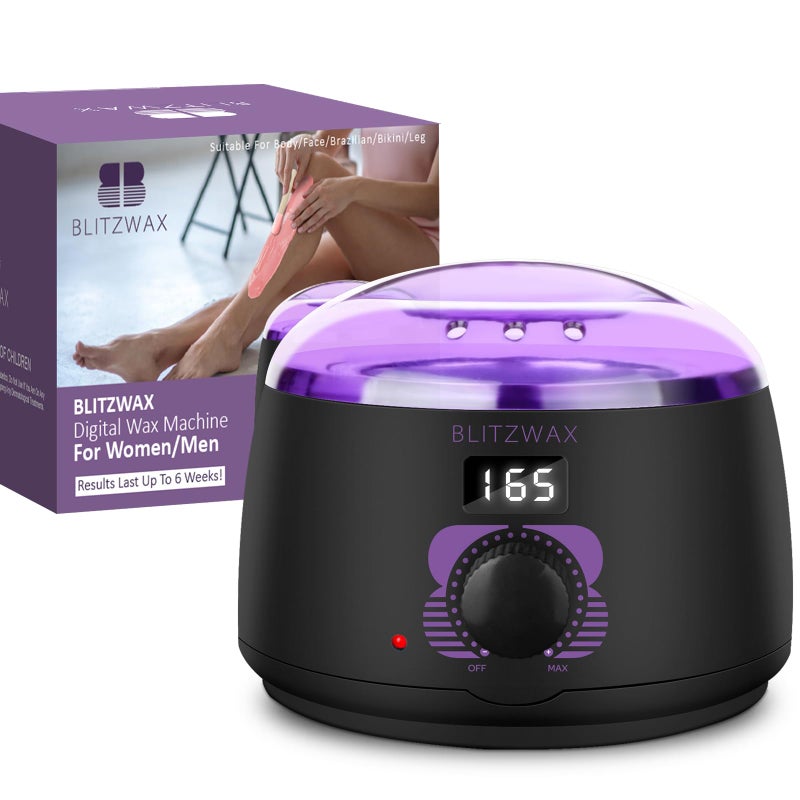 BLITZWAX Brazilian and Bikini Wax Pot for Women, Hard Waxing Warmer for Face, Legs and Body, At Home Hair Removal Machine, Beginner Friendly, Digital Fast Heating, 16oz Capacity - Image 1