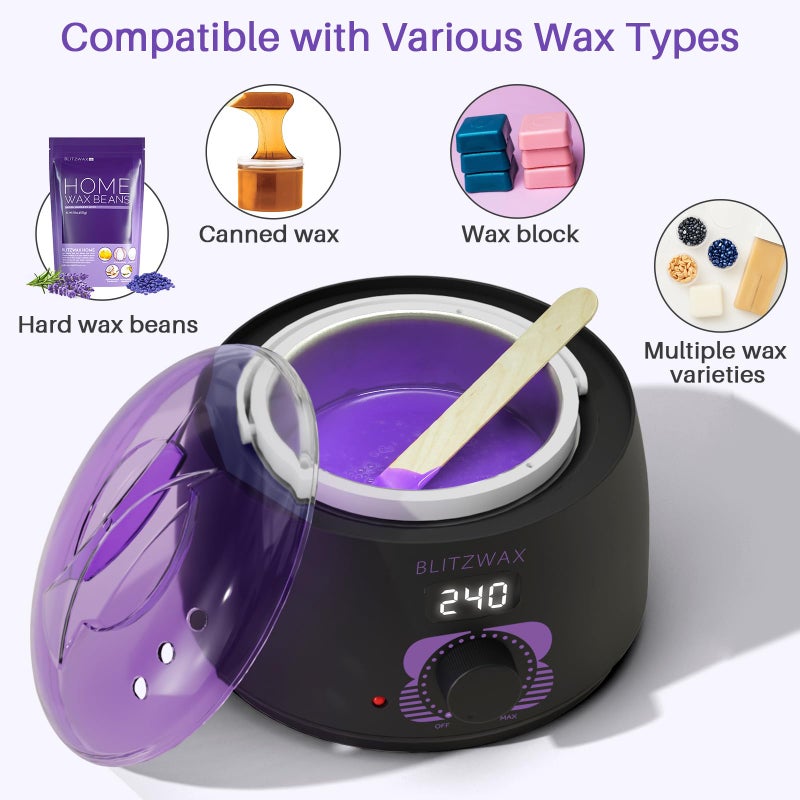 BLITZWAX Brazilian and Bikini Wax Pot for Women, Hard Waxing Warmer for Face, Legs and Body, At Home Hair Removal Machine, Beginner Friendly, Digital Fast Heating, 16oz Capacity - Image 3