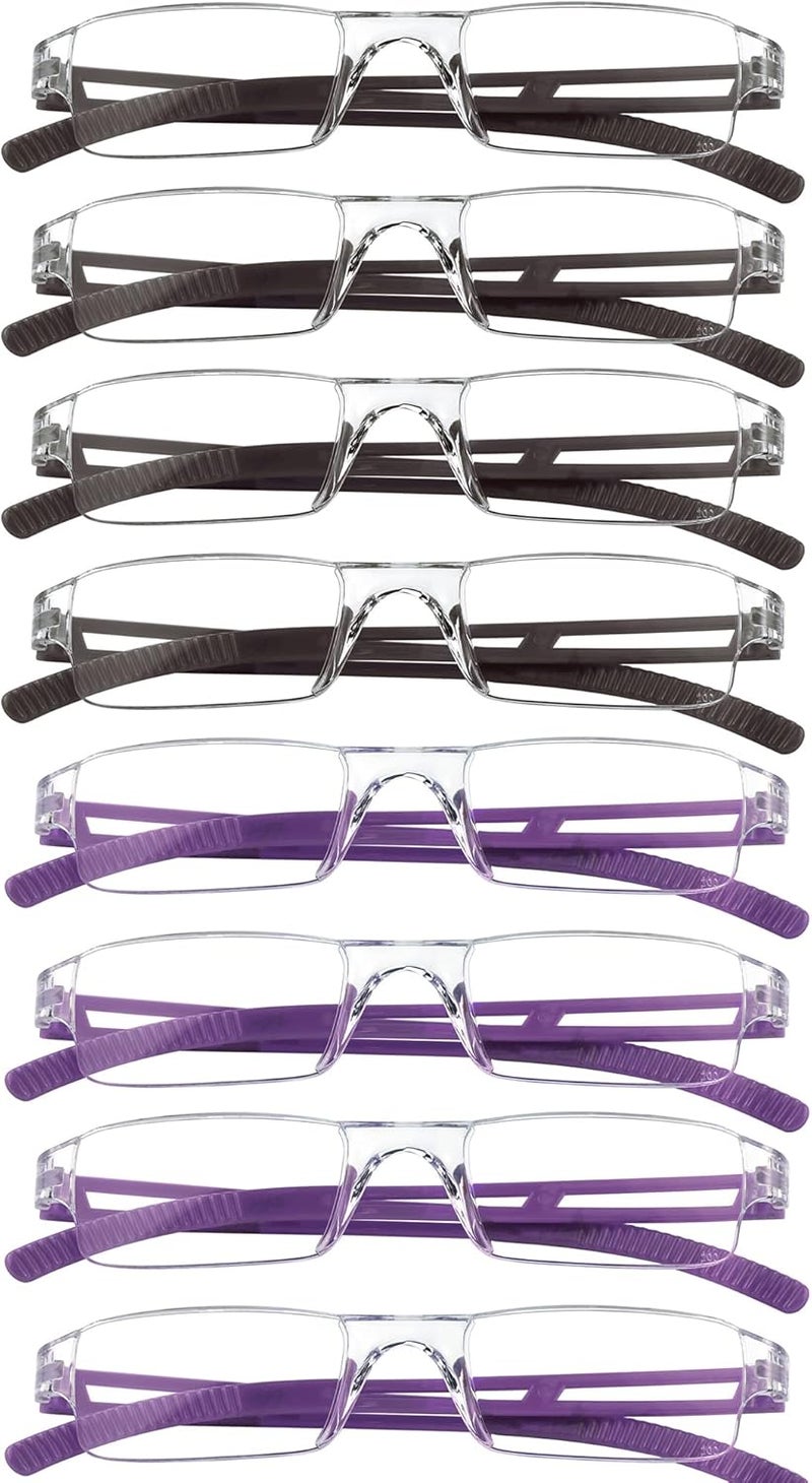 VisionGlobal 5/8 Pairs Reading Glasses, Computer Reading Glasses for Women and Men, Fashion Square Eyewear Frame - Image 1