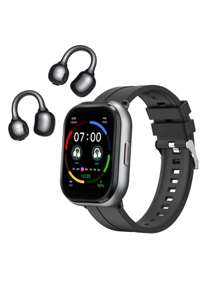 ماركة غير محددة ساعة ذكية مع سماعة بلوتوث TWS وأوضاع رياضية متعددة وشحن لاسلكي - Image 2