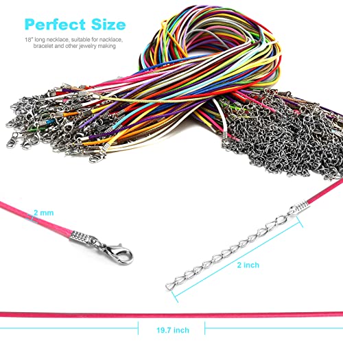 DHOOZ 100Pcs Leather Necklace Cord with Clasps, Rope Necklace String, 25Color Necklace Cords for Pendants, 19.7" Premium Necklace Chains for Jewelry Making Supplies, 1.5mm Waxed Necklace Bracelet Cord DHOOZ - Image 3