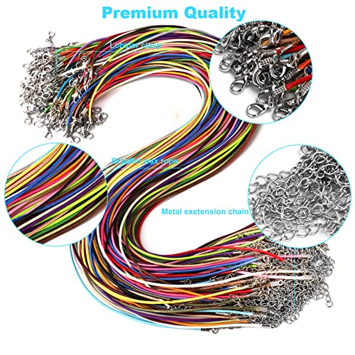 DHOOZ 100Pcs Leather Necklace Cord with Clasps, Rope Necklace String, 25Color Necklace Cords for Pendants, 19.7" Premium Necklace Chains for Jewelry Making Supplies, 1.5mm Waxed Necklace Bracelet Cord DHOOZ - Image 4