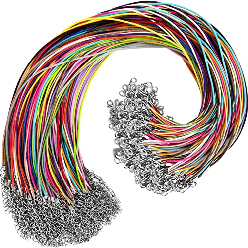 DHOOZ 100Pcs Leather Necklace Cord with Clasps, Rope Necklace String, 25Color Necklace Cords for Pendants, 19.7" Premium Necklace Chains for Jewelry Making Supplies, 1.5mm Waxed Necklace Bracelet Cord DHOOZ - Image 1
