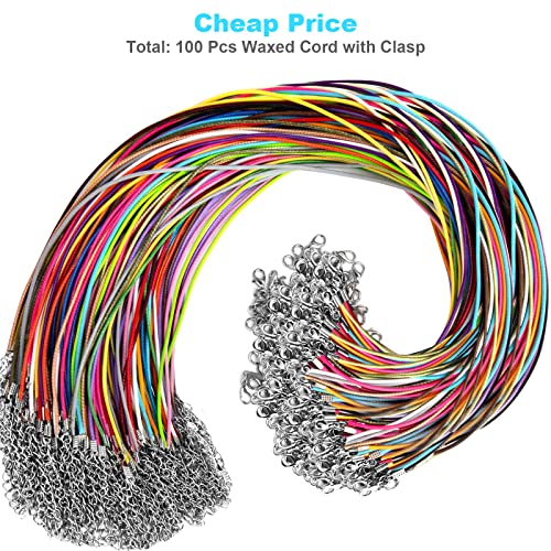DHOOZ 100Pcs Leather Necklace Cord with Clasps, Rope Necklace String, 25Color Necklace Cords for Pendants, 19.7" Premium Necklace Chains for Jewelry Making Supplies, 1.5mm Waxed Necklace Bracelet Cord DHOOZ - Image 2