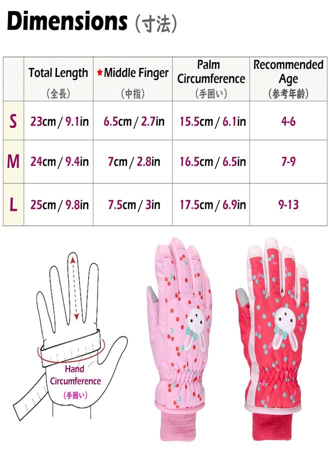 TRIWONDER Children's Snow Gloves, 3-13 Years, Ski Gloves, Winter Gloves, Children's Thermal Gloves for Children and Girls, #03 Pink, 7-9 anni/M - Image 2