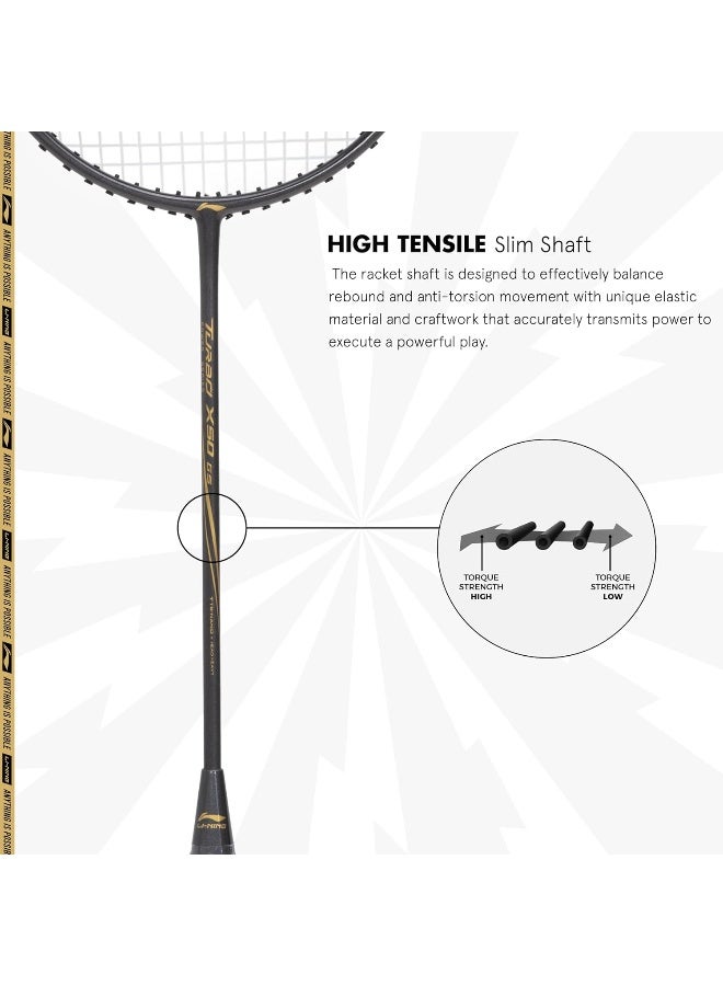 Li-Ning Turbo X 50 G5 Carbon Fibre Strung Racket with Free Full Cover - Image 2