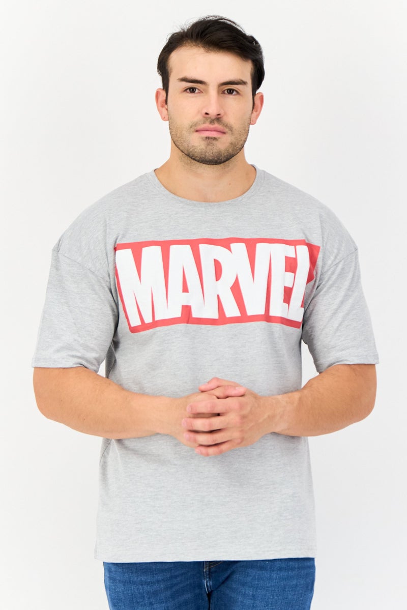 MARVEL Men Crew Neck Short Sleeves Graphic Print T-Shirt, Grey - Image 1