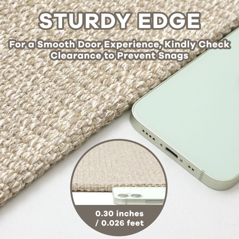 EARTHALL Small Area Rug 2x3 Ft Washable Rugs for Entryway Non Slip Braided Throw Rugs with Rubber Backing Door Mat Indoor Outdoor Entrance Cotton Woven Carpet for Kitchen Foyer Front Door, Khaki/Beige - Image 2