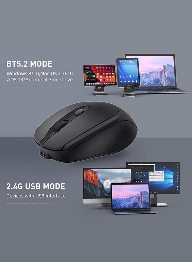 SUNDAREE ماوس ألعاب لاسلكي خفيف الوزن مع قاعدة شحن RGB، ثنائي الوضع - سلكي 2.4 جيجا هرتز/USB-C/بلوتوث، مستشعر بصري لأجهزة الكمبيوتر الشخصية/ماك (أبيض) - Image 5