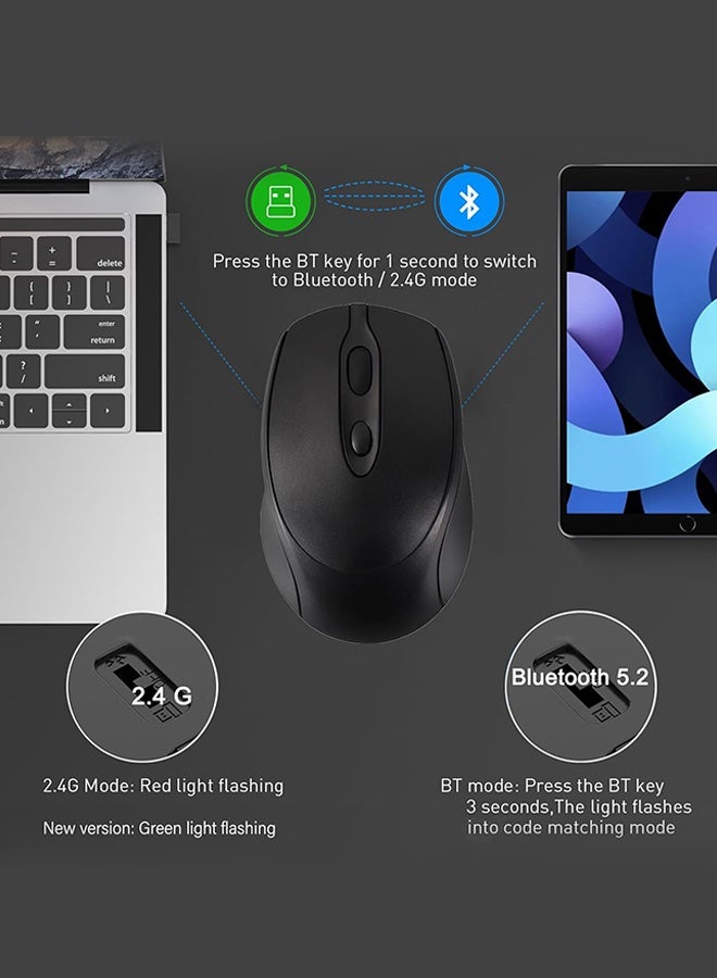 SUNDAREE ماوس ألعاب لاسلكي خفيف الوزن مع قاعدة شحن RGB، ثنائي الوضع - سلكي 2.4 جيجا هرتز/USB-C/بلوتوث، مستشعر بصري لأجهزة الكمبيوتر الشخصية/ماك (أبيض) - Image 4