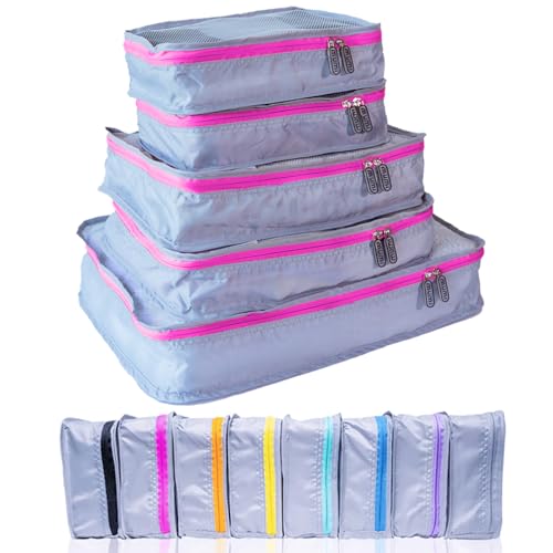 MUMI Packing Cubes – 5-Piece Compression Packing Cubes for Travel, Luggage Organizers for Suitcases, Carry-On Bags, Backpacks, and Duffel Bags – Space-Saving Travel Essentials - Pink - Image 1