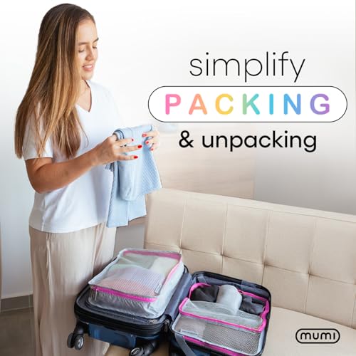 MUMI Packing Cubes – 5-Piece Compression Packing Cubes for Travel, Luggage Organizers for Suitcases, Carry-On Bags, Backpacks, and Duffel Bags – Space-Saving Travel Essentials - Pink - Image 2