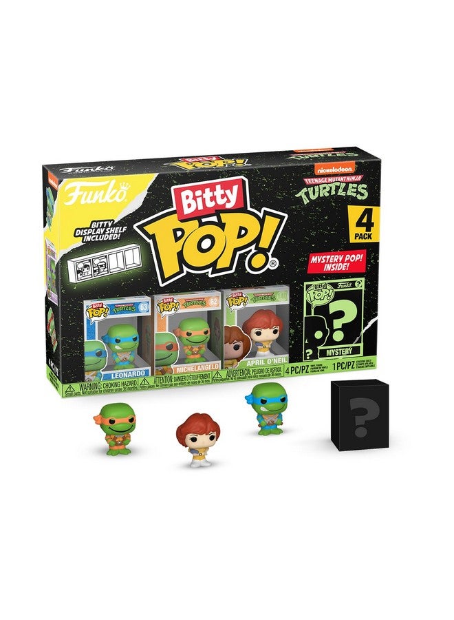 Funko Bitty POP! Teenage Mutant Ninja Turtles (TMNT) - Leonardo, 4-Pack - Leonardo, Michelangelo, April O’Neil and A Surprise Mystery Mini Figure - 0.9 Inch (2.2 Cm) Collectable - Gift Idea - TV Fans - Image 1
