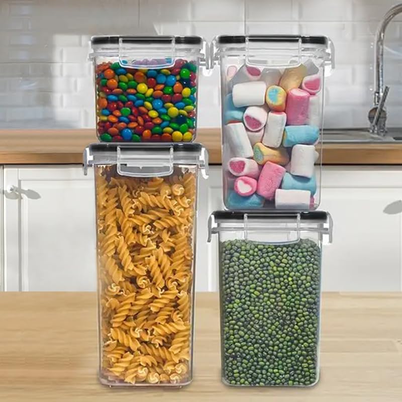 DecorTwist Air Tight Storage Containers Set for Kitchen BPAFree Plastic Portable Food Storage Containers Tank for Pantry Organization Dry Foods Snacks Spices and Kitchen Accessories Set of 4 - Image 1