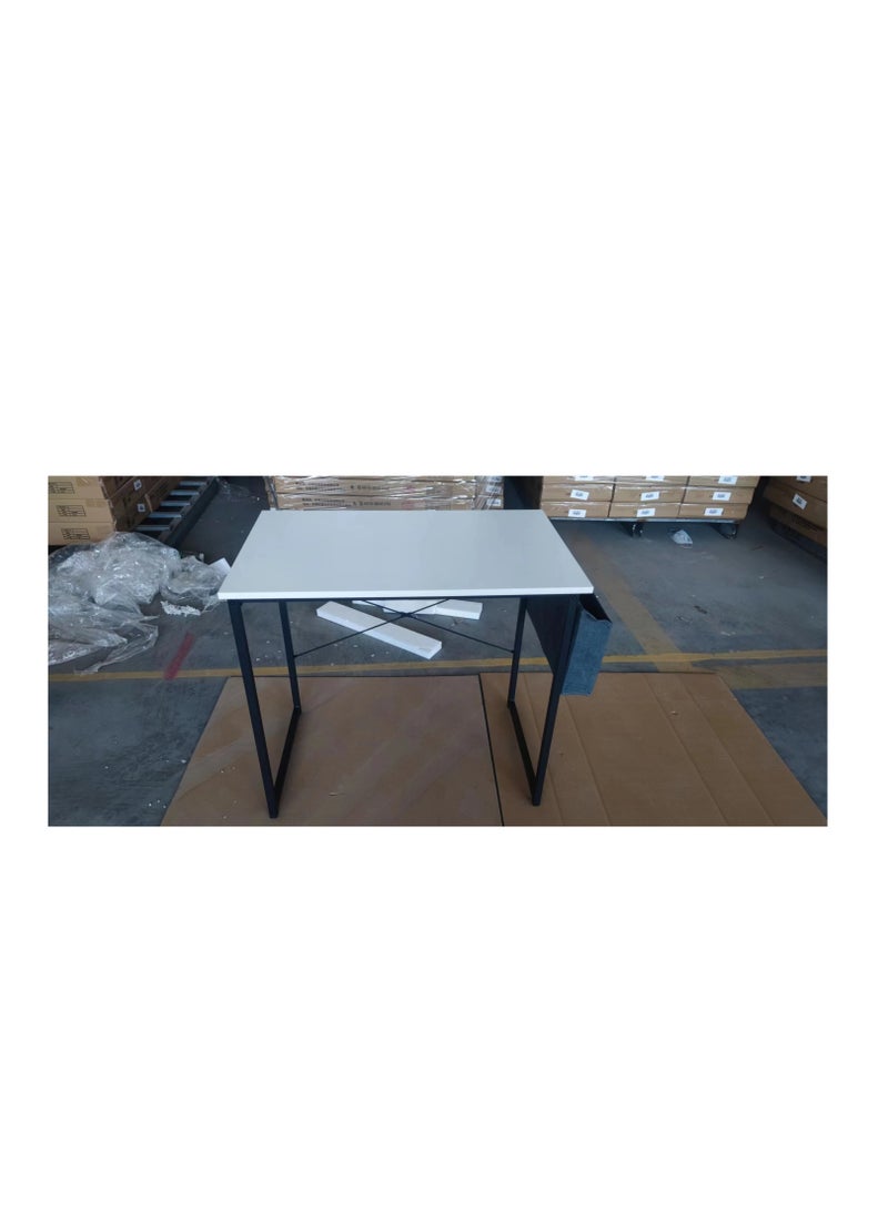 Generic Modern Computer Desk Sturdy Office Desk Simple Writing Desk Study Table with Storage Bag and Hook for Home Office Bedroom Living Room PC Laptop Notebook Table (120 * 60cm, White) - Image 3