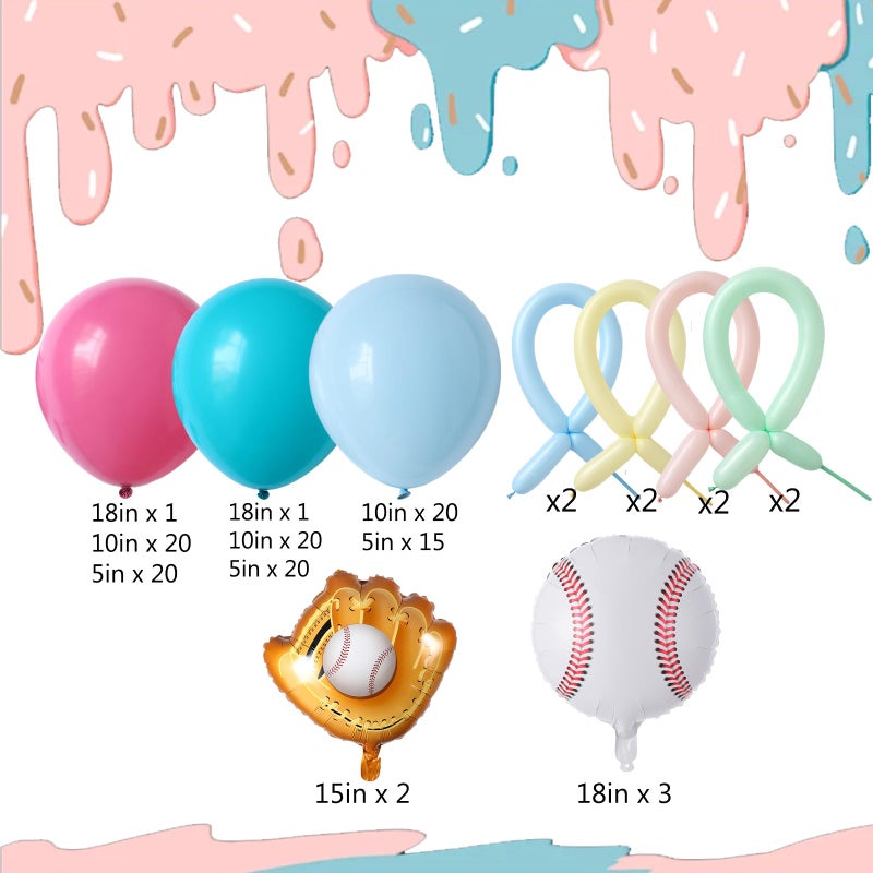 EASUTE Ice Cream Drip Baseball Birthday Party Decorations, 133PCS Baseball Balloon Arch Garland Kit Ice Cream Theme Hot Pink Latex Balloons with Baseball Foil Balloons for Birthday Baby Shower Party Supplies - Image 2