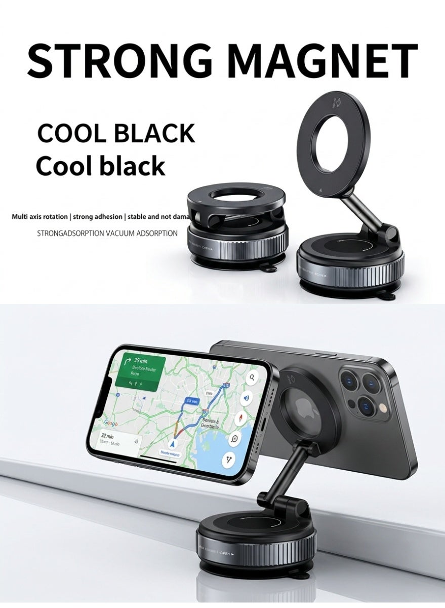 Car Phone Holder for Magsafe Strong 3600gf Magnetic Car Mobile Holder with Vacuum Suction Base 360° Rotating Metal Arm for iPhone 17/16/15 Series & Samsung S26 Ultra Android Universal Car Phone Stand