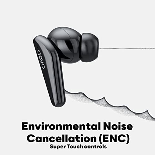 GOVO GOBUDS 600 True Wireless in Ear Earbuds with Mic, ENC, 40H Playtime, Fast Charge, Gaming Mode, Bluetooth V5.2, IPX5, Type C, Super Bass & Touch (Platinum Black) - Image 4
