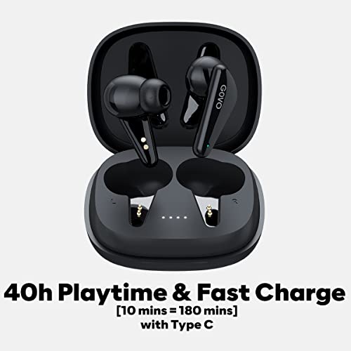 GOVO GOBUDS 600 True Wireless in Ear Earbuds with Mic, ENC, 40H Playtime, Fast Charge, Gaming Mode, Bluetooth V5.2, IPX5, Type C, Super Bass & Touch (Platinum Black) - Image 3