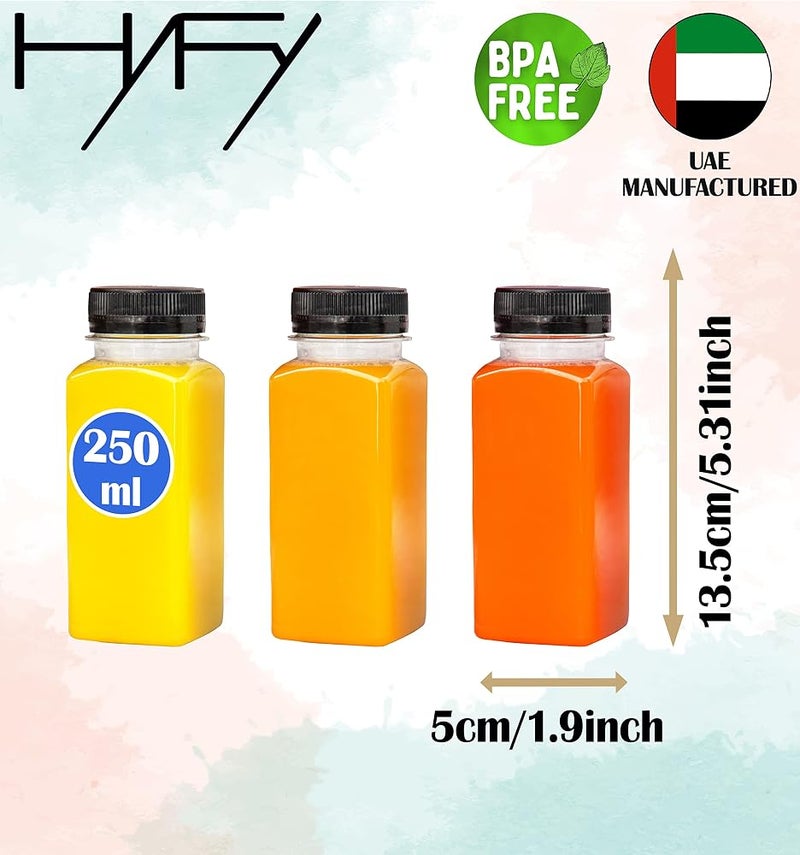 HYFY [24 PCS] 250ml Plastic Juice Bottles 8.4 oz Clear Plastic Bottles With Caps Milk Bottle Water Bottles For Kids Empty Bottle Zamzam Water Gym Water Bottle Reusable Plastic Juice Bottle Leak Proof - Image 3