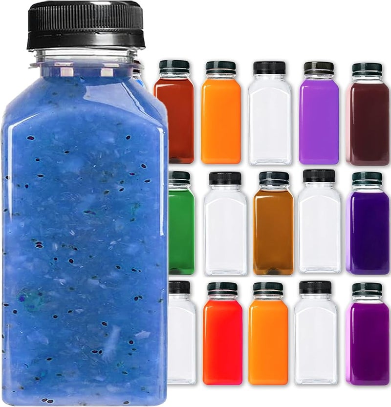 HYFY [24 PCS] 250ml Plastic Juice Bottles 8.4 oz Clear Plastic Bottles With Caps Milk Bottle Water Bottles For Kids Empty Bottle Zamzam Water Gym Water Bottle Reusable Plastic Juice Bottle Leak Proof - Image 1