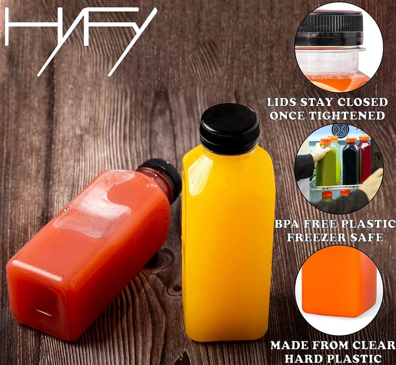HYFY [24 PCS] 250ml Plastic Juice Bottles 8.4 oz Clear Plastic Bottles With Caps Milk Bottle Water Bottles For Kids Empty Bottle Zamzam Water Gym Water Bottle Reusable Plastic Juice Bottle Leak Proof - Image 2